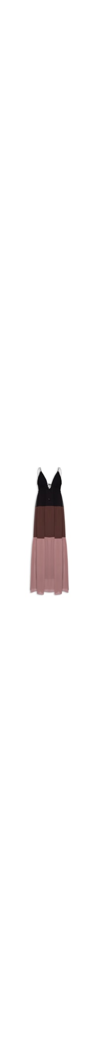 Vestido Longo Tricolor – Preto