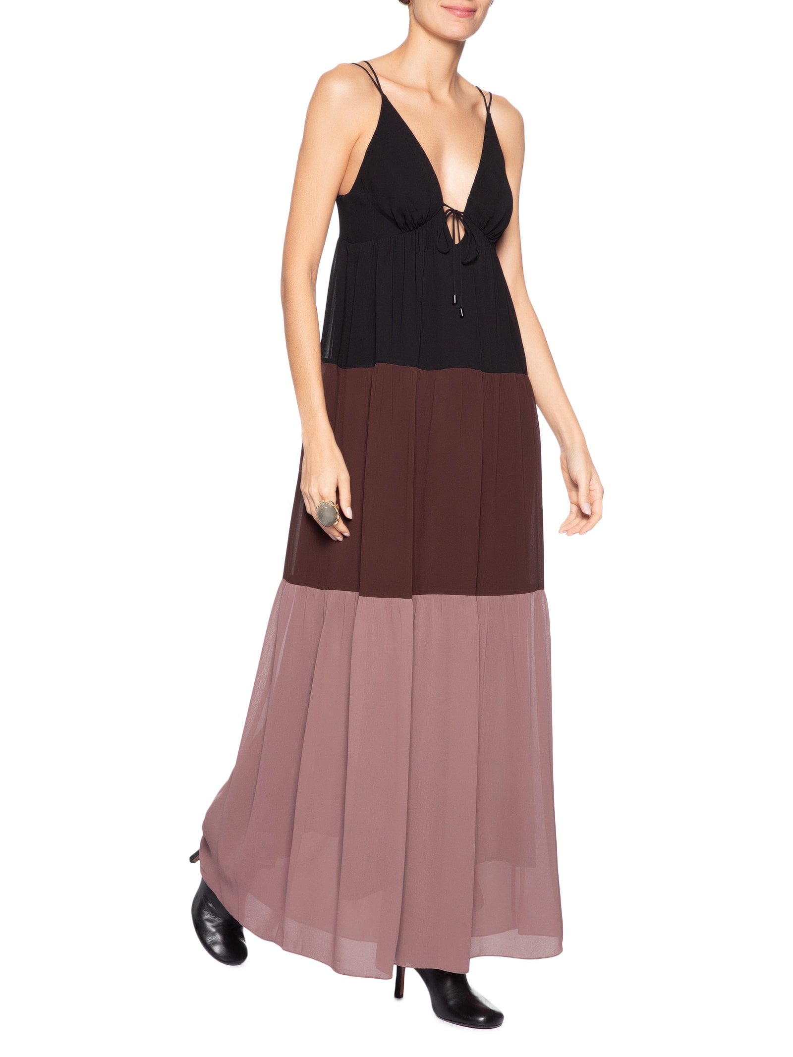 Vestido Longo Tricolor – Preto Animale
