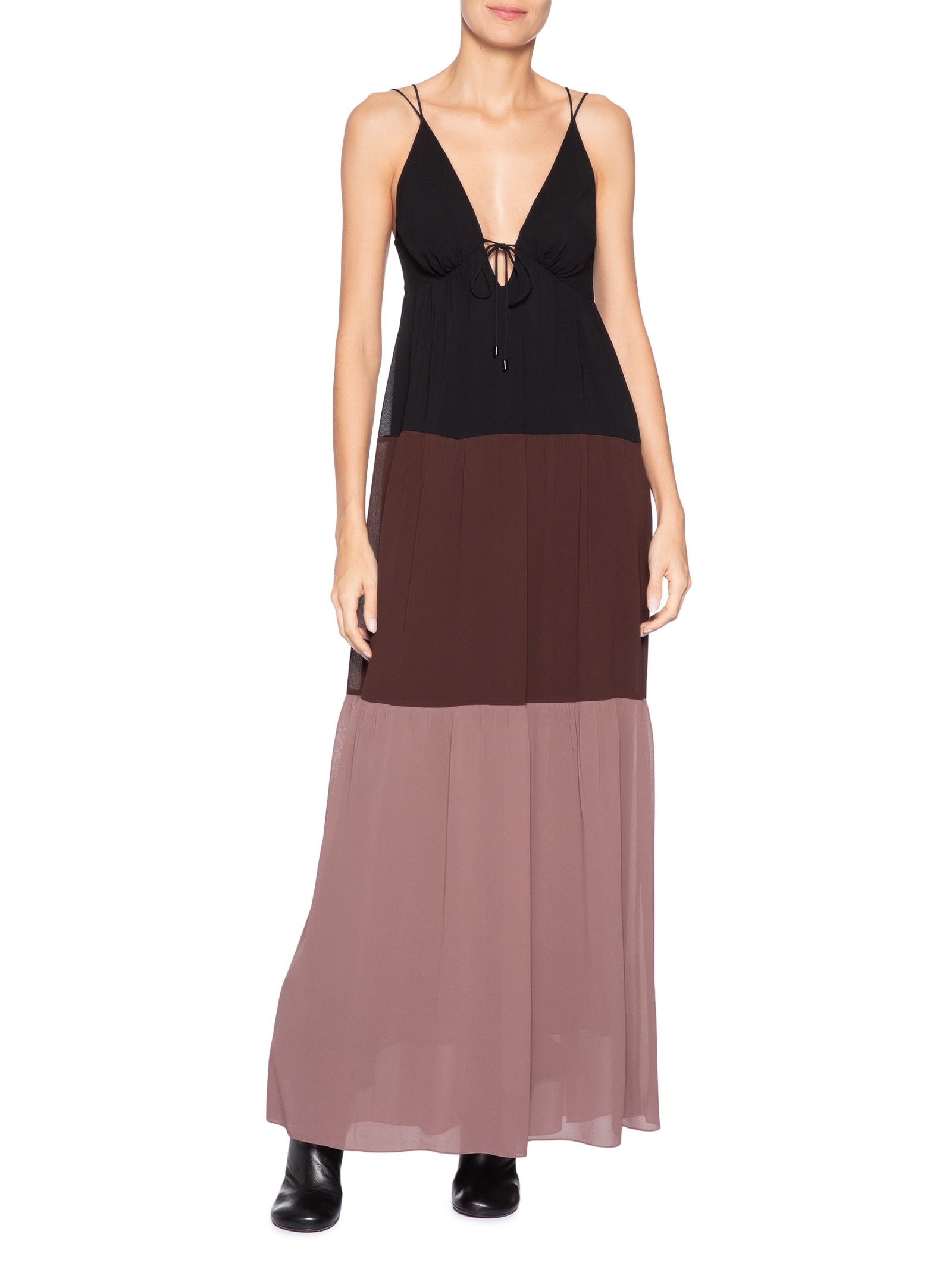 Vestido Longo Tricolor – Preto Animale