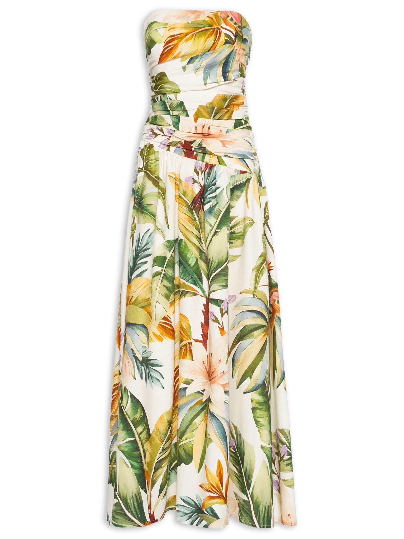 Vestido Longo Tropicalia Branco  Farm