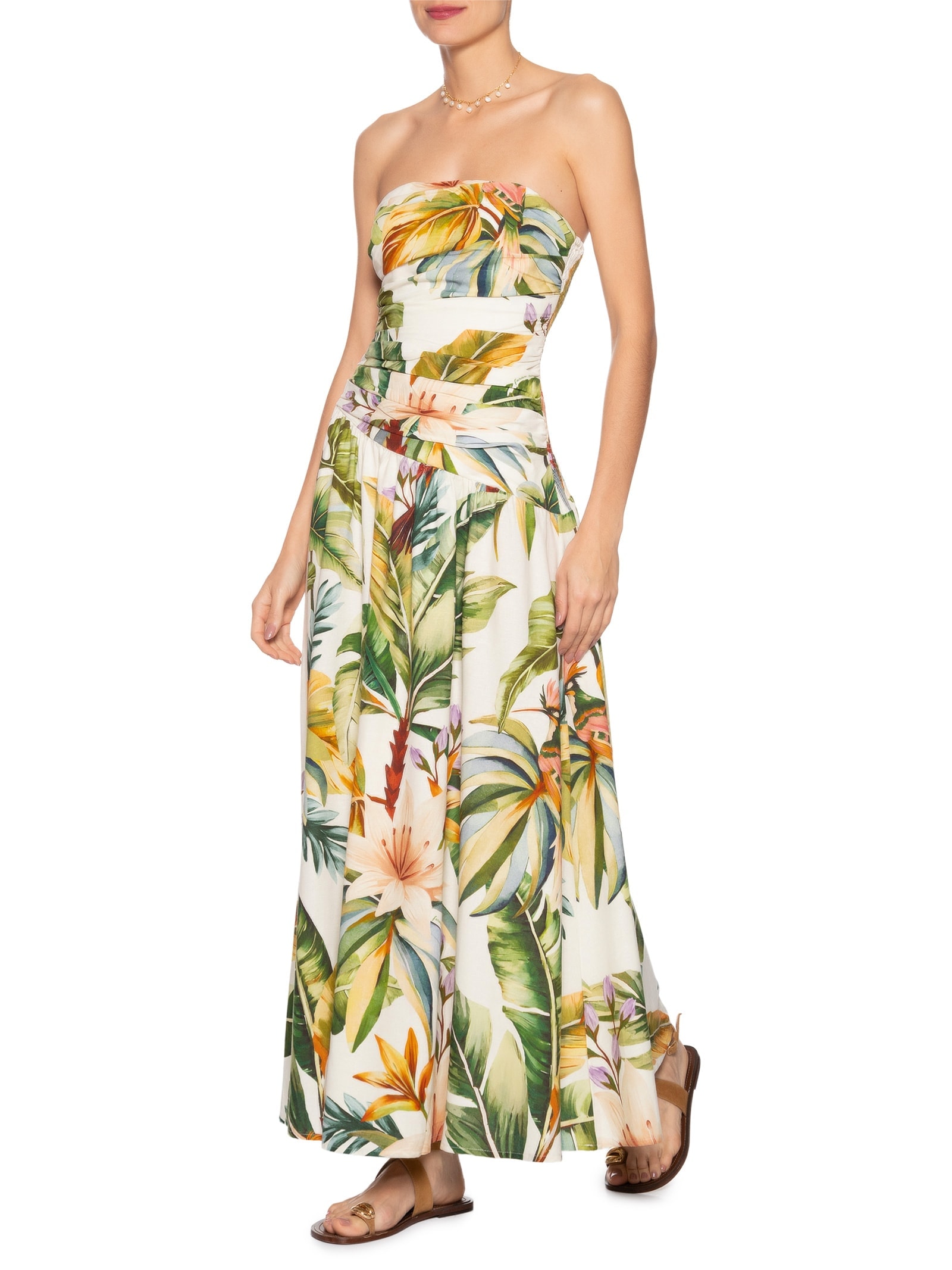 Vestido Longo Tropicalia Branco  Farm