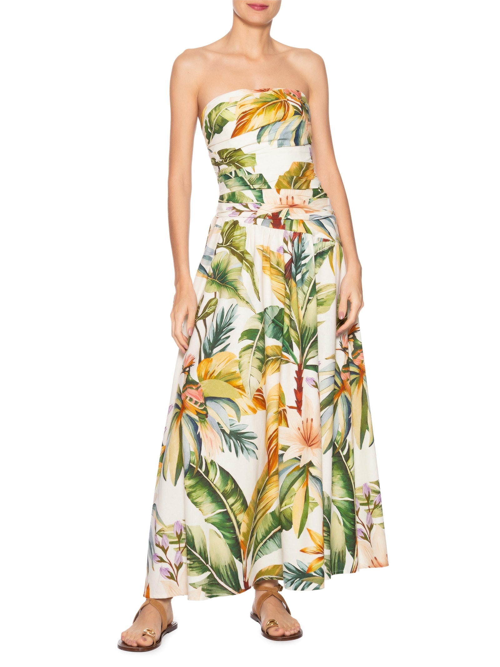 Vestido Longo Tropicalia Branco  Farm