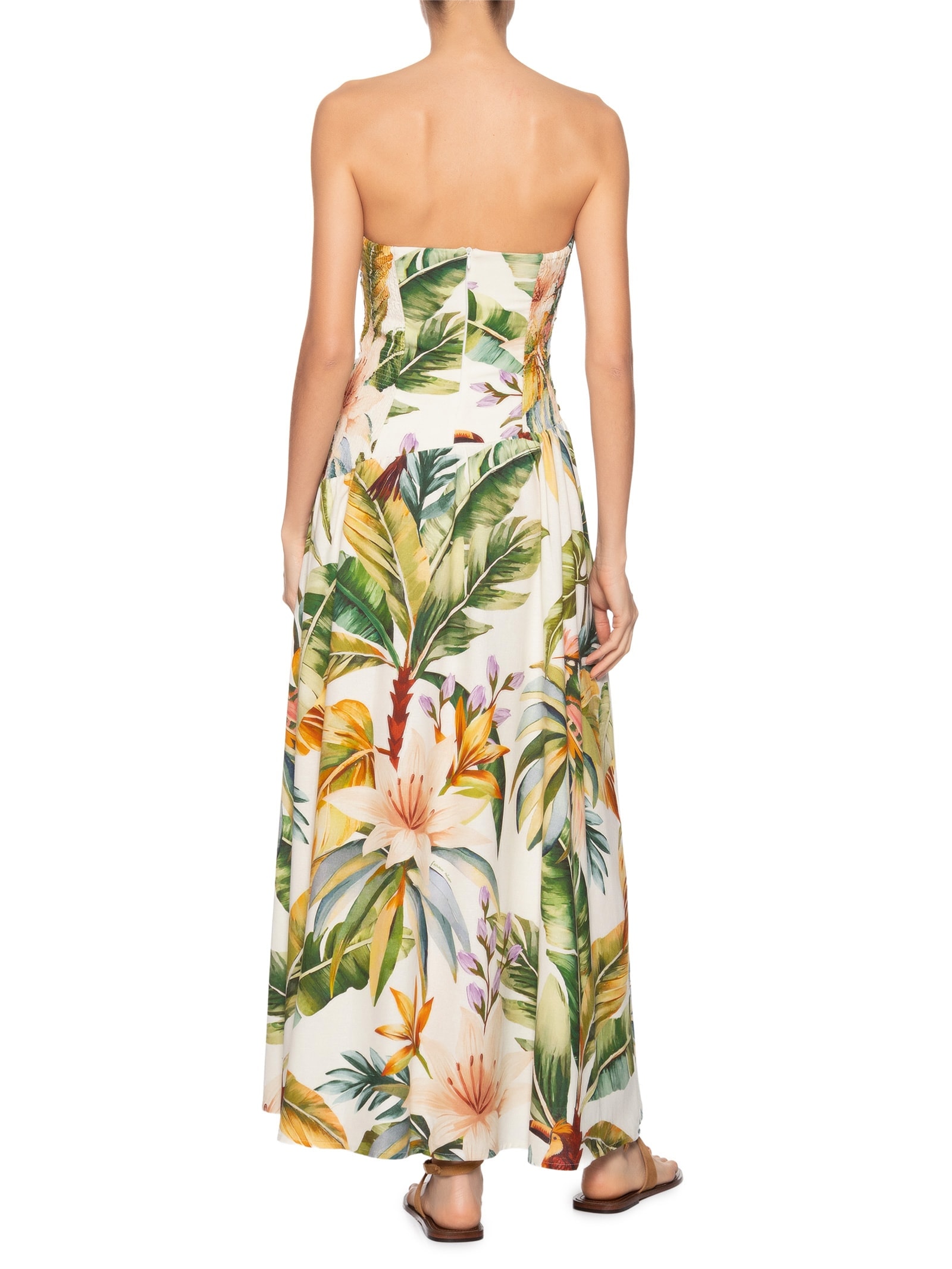 Vestido Longo Tropicalia Branco  Farm