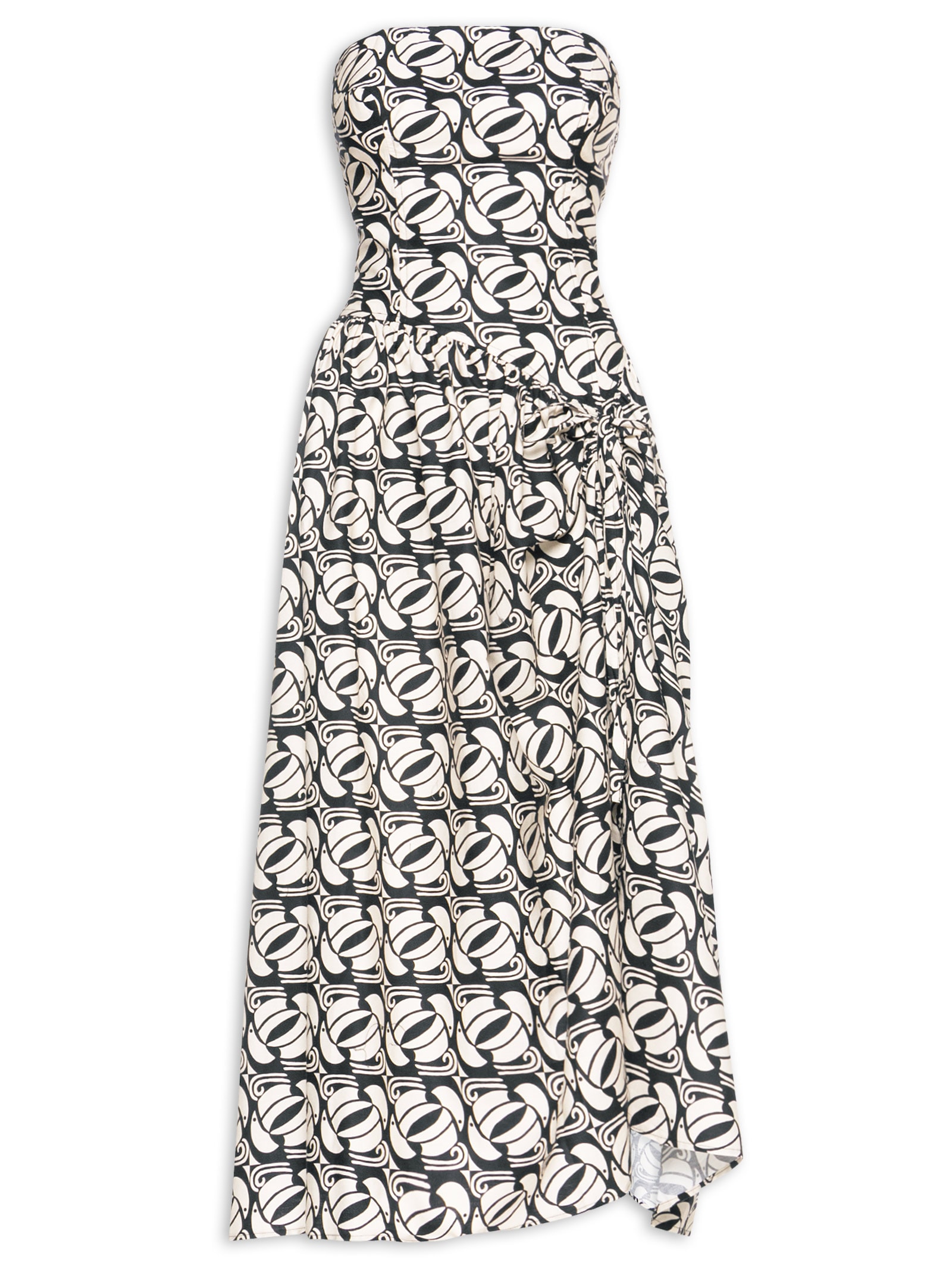 Vestido Longo Tuca Xadrez Preto Farm