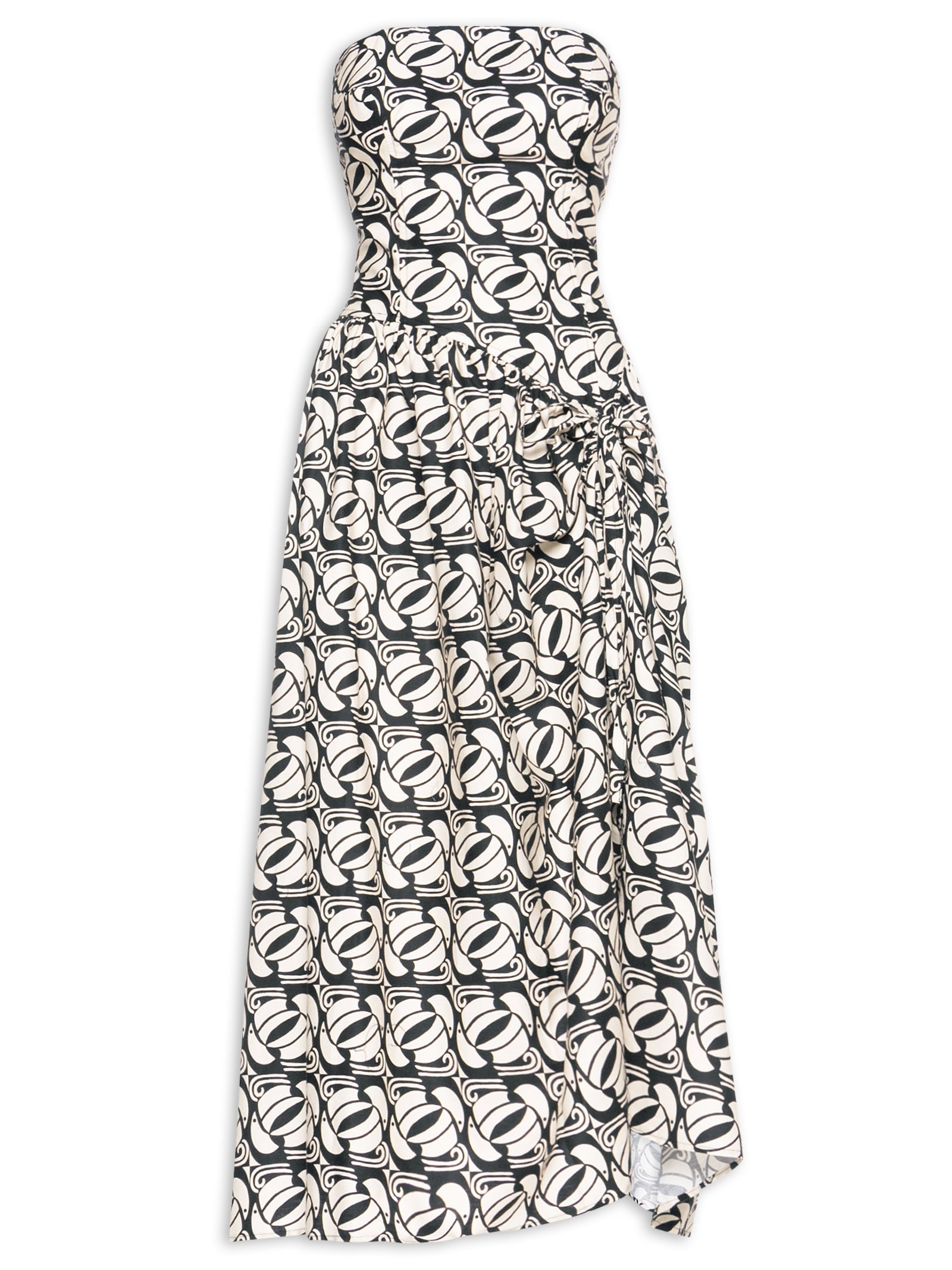Vestido Longo Tuca Xadrez Preto Farm