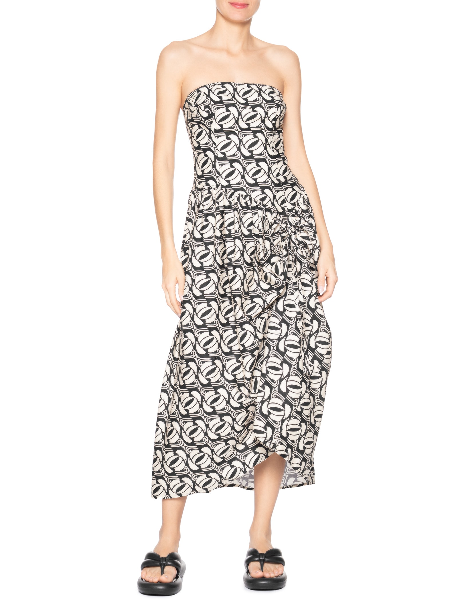 Vestido Longo Tuca Xadrez Preto Farm