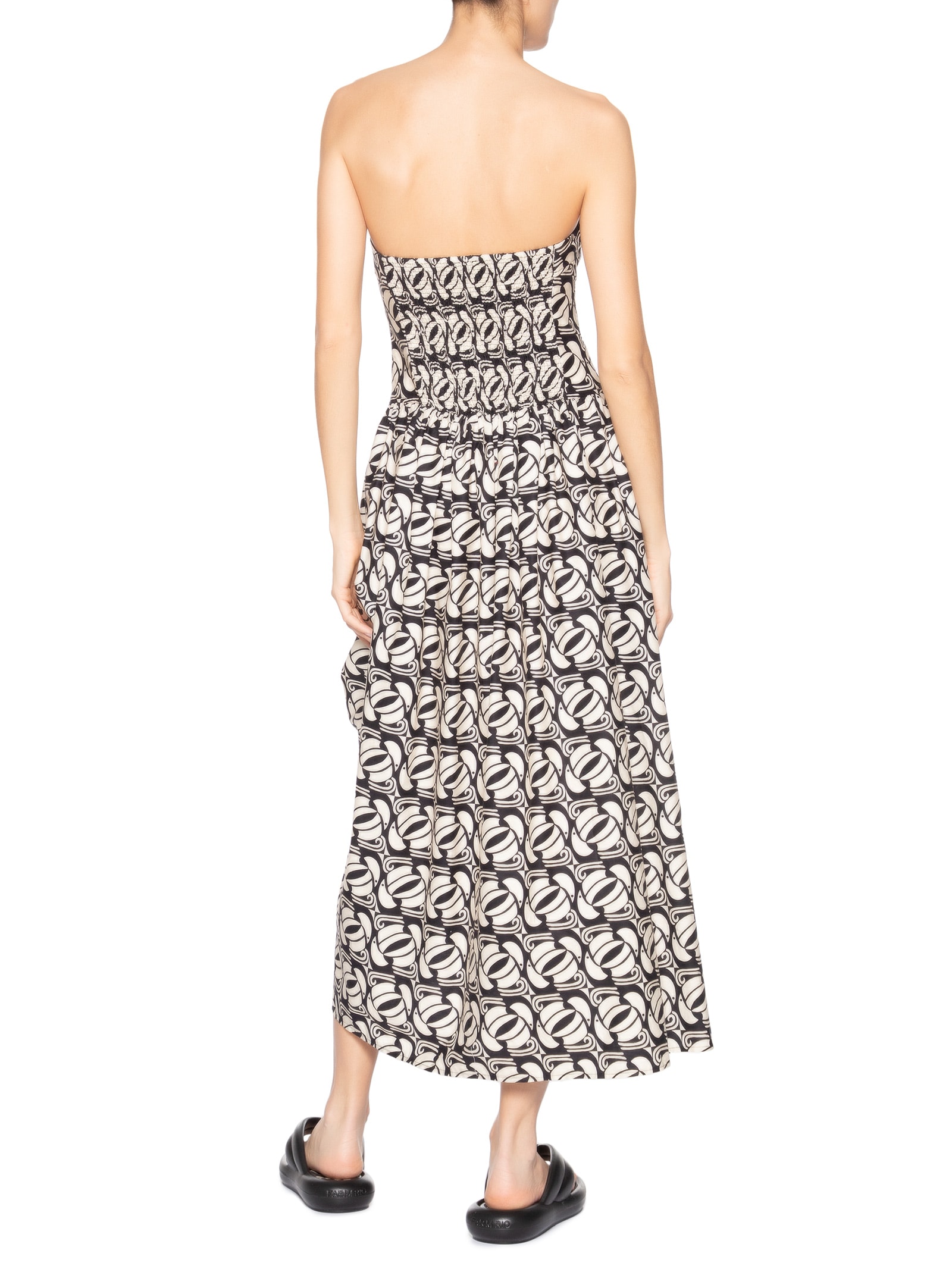 Vestido Longo Tuca Xadrez Preto Farm