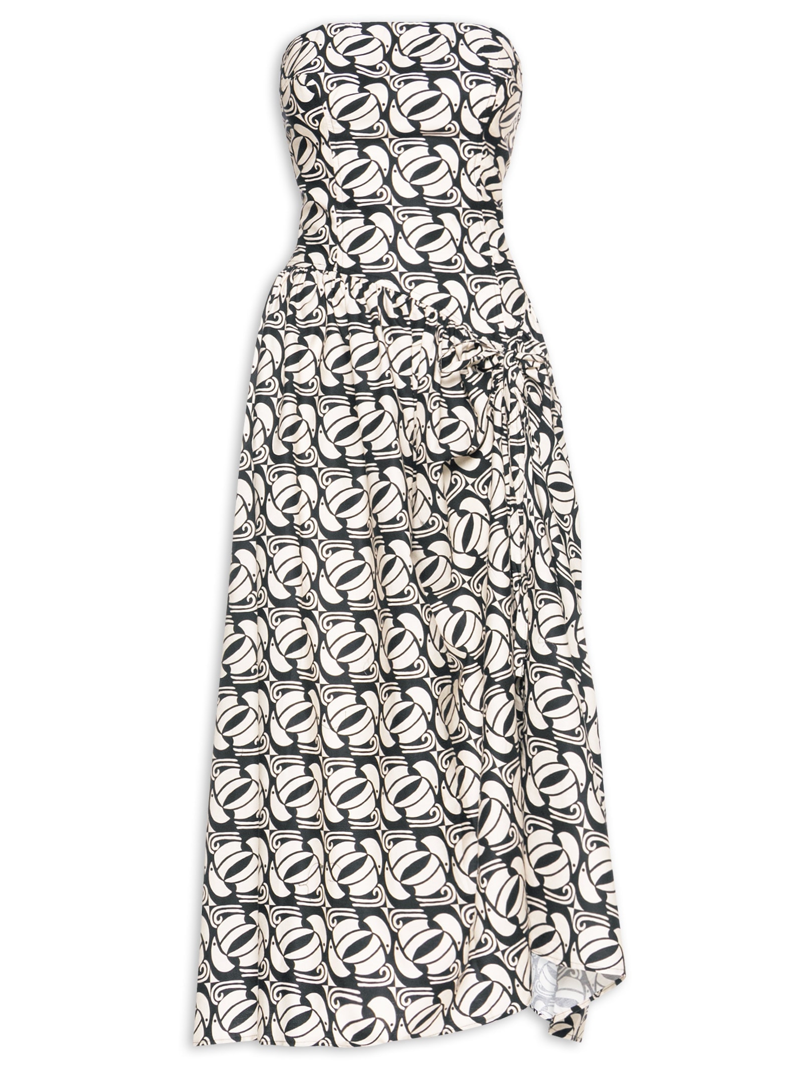 Vestido Longo Tuca Xadrez Preto Farm