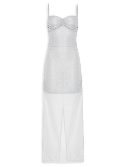 Vestido Longo Tule Lurex – Prata