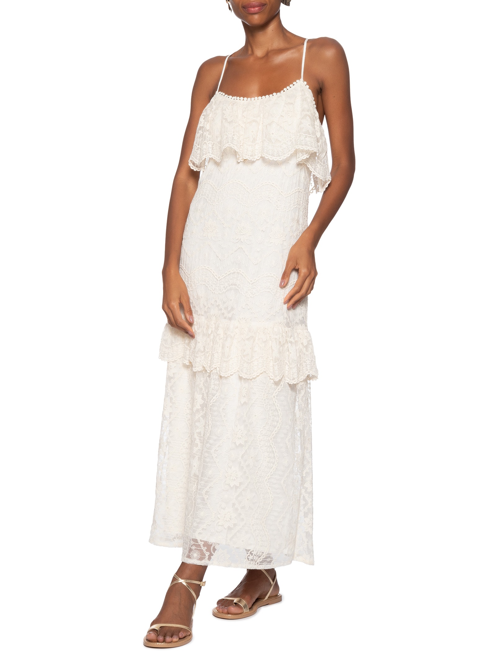 Vestido Longo Tule Rendado Branco Dress To