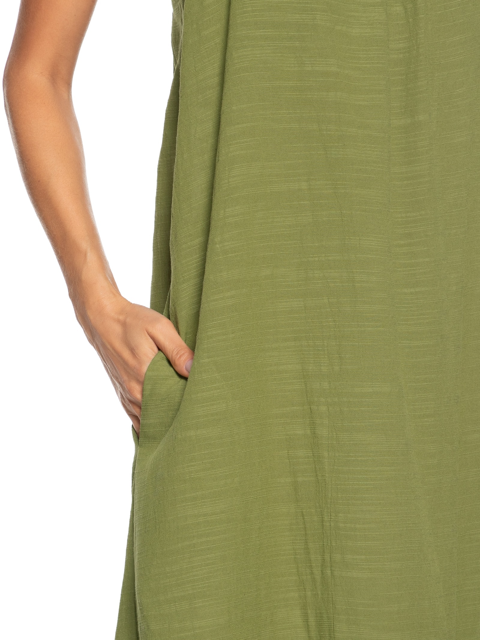 Vestido Longo Viscose Textura Verde Cantão