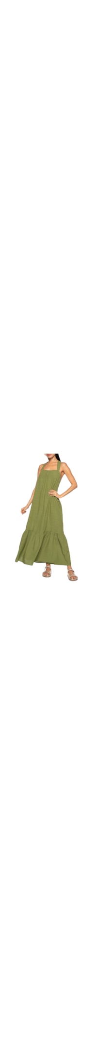 Vestido Longo Viscose Textura - Verde