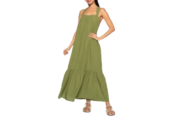 Vestido Longo Viscose Textura - Verde
