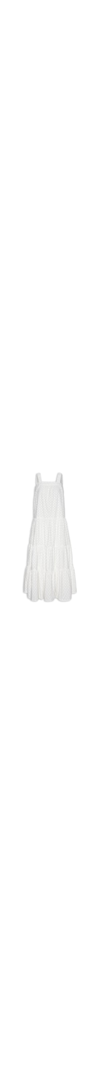Vestido Longo Voil Bordado Mini Flowers - Branco