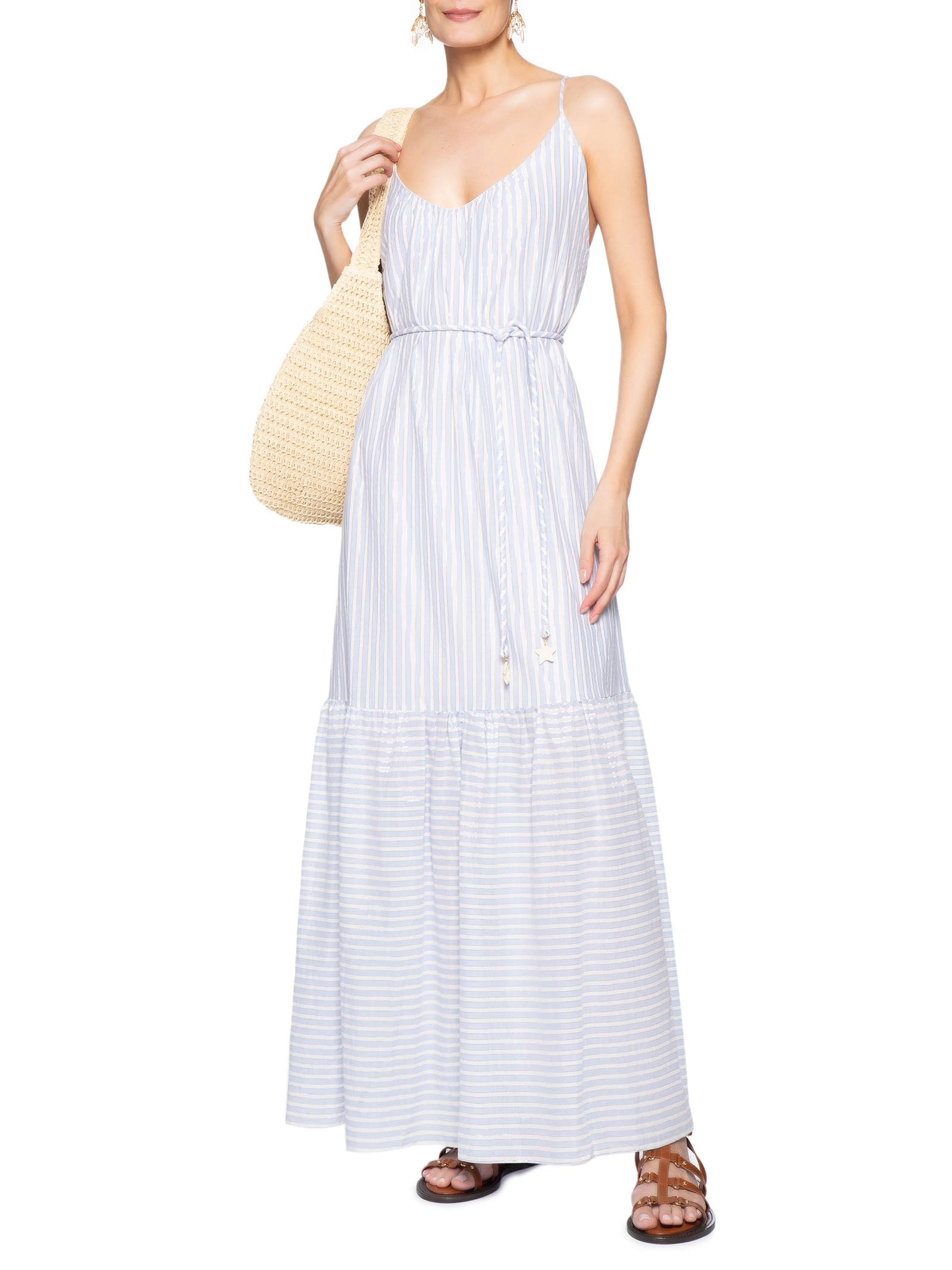 Vestido Longo Voil Listra Lurex – Azul Dress To