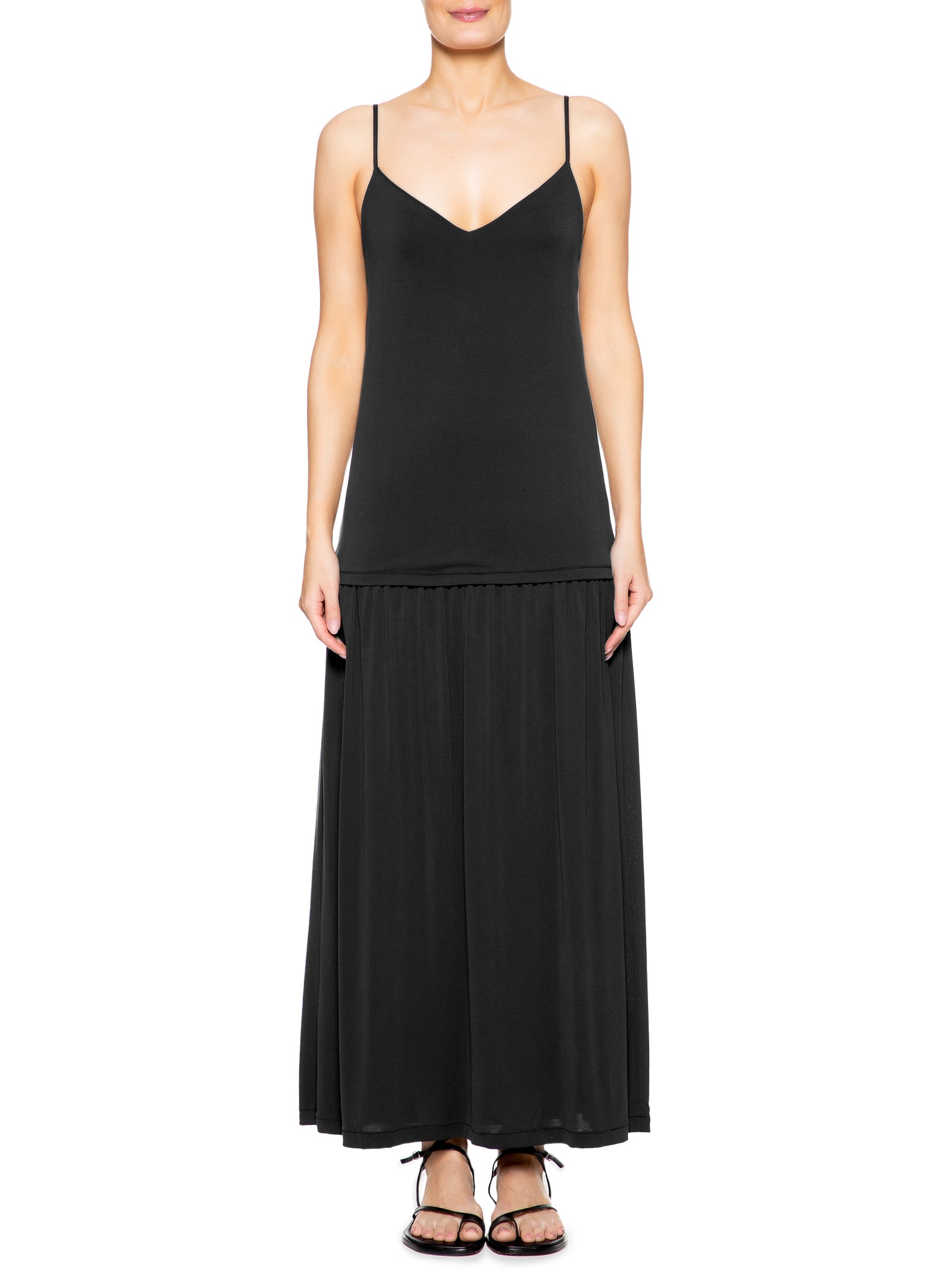 Vestido Longo Volume Saia Preto Maria Filó