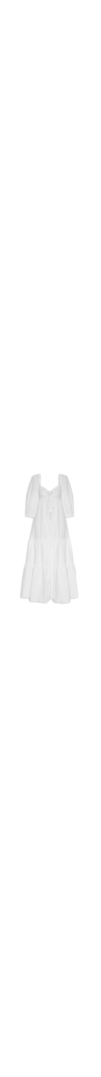 Vestido Longuete Algodão Manga Bufante - Branco