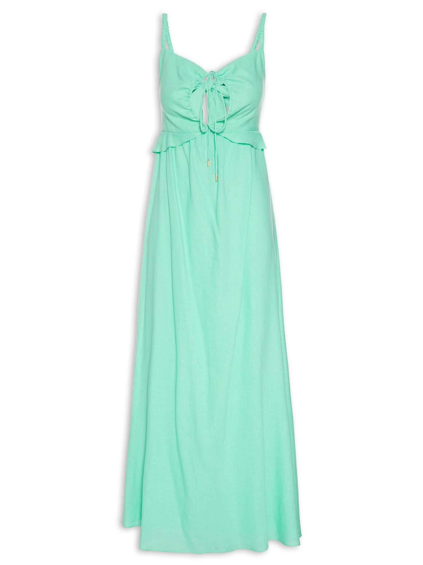 Vestido Longuete Babado Busto Verde Dress To