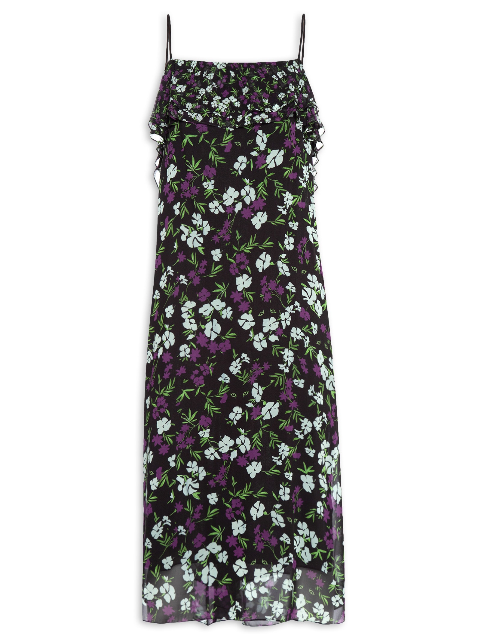 Vestido Longuete Floral Jardim Preto Animale