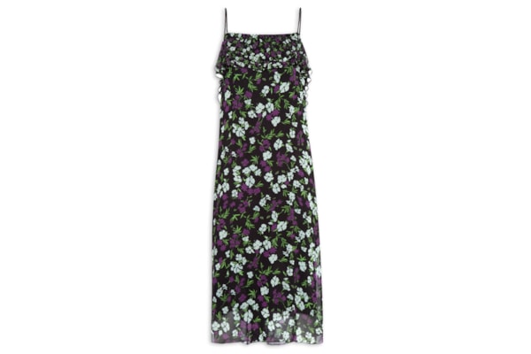 Vestido Longuete Floral Jardim - Preto