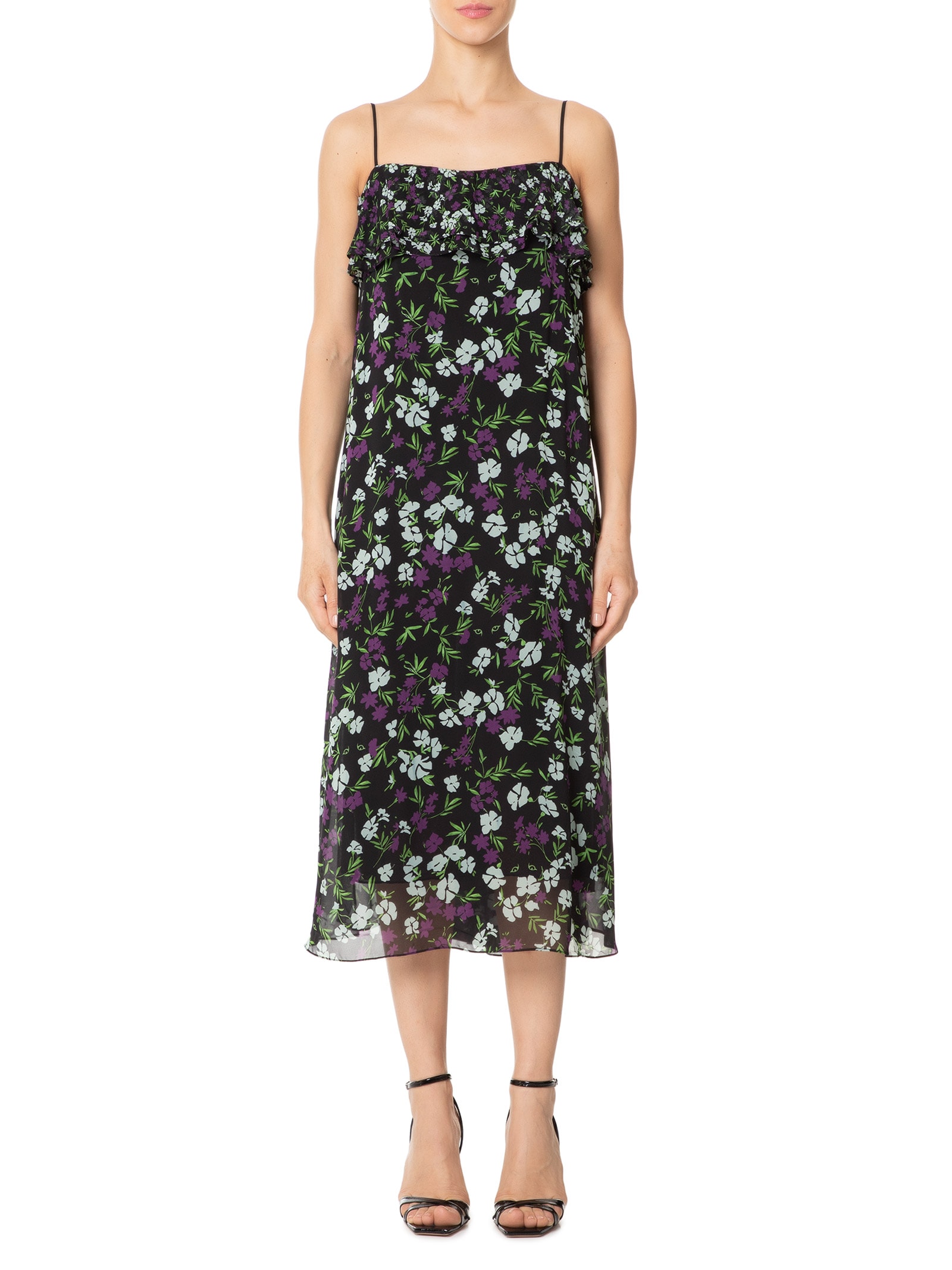 Vestido Longuete Floral Jardim Preto Animale