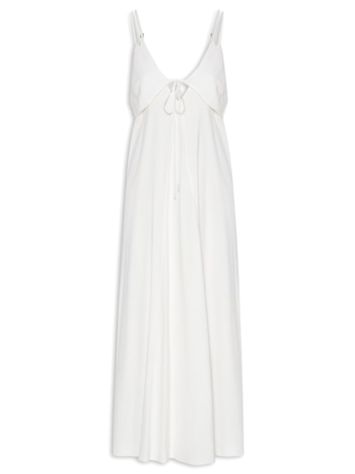 Vestido Longuete Linho Sobreposição – Off White