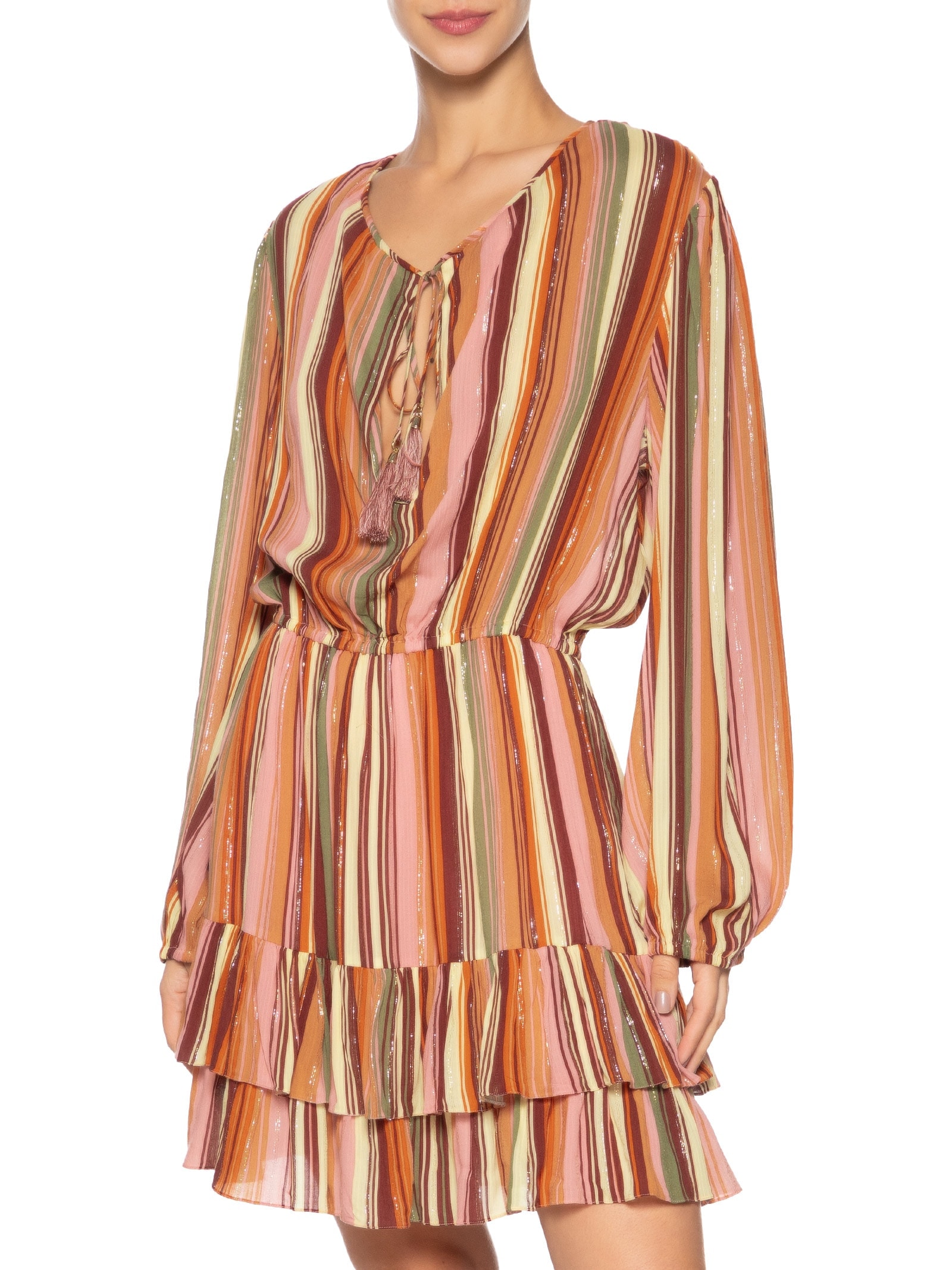 Vestido Lurex Estampa Bosque Rosa Dress To