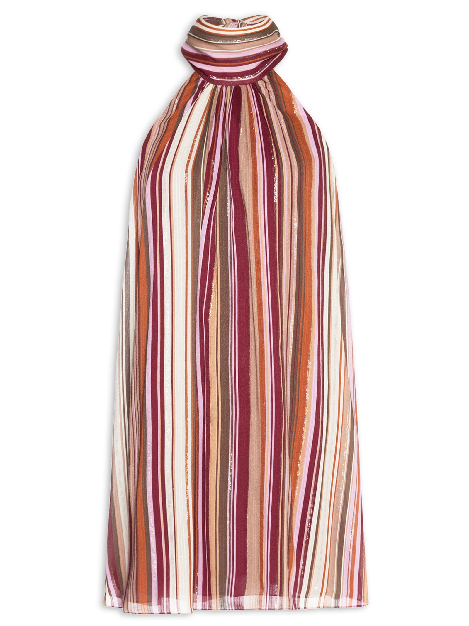 Vestido Lurex Estampa Listra Aurora Rosa Dress To