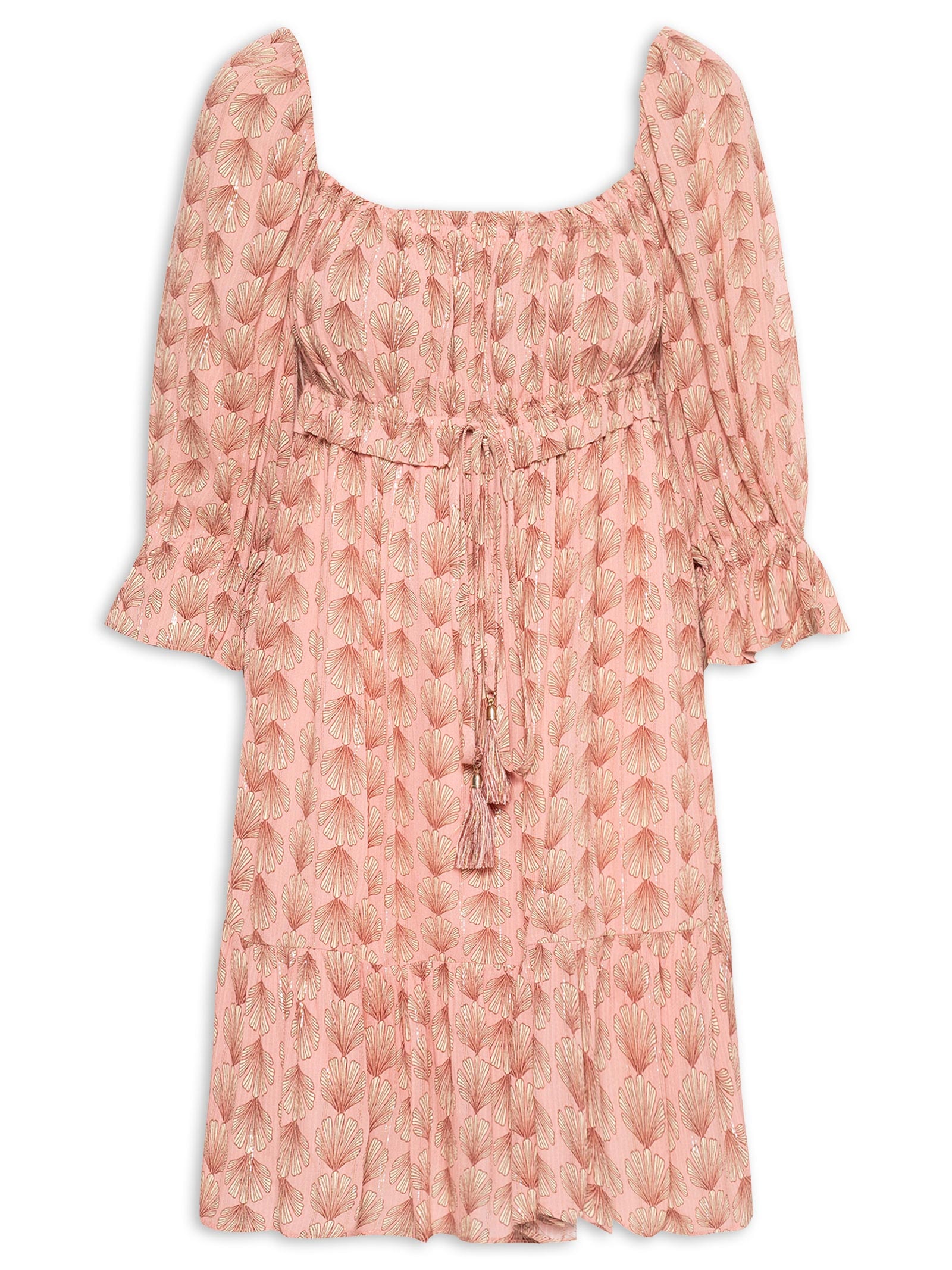 Vestido Lurex Estampa Maresia Rosa Dress To