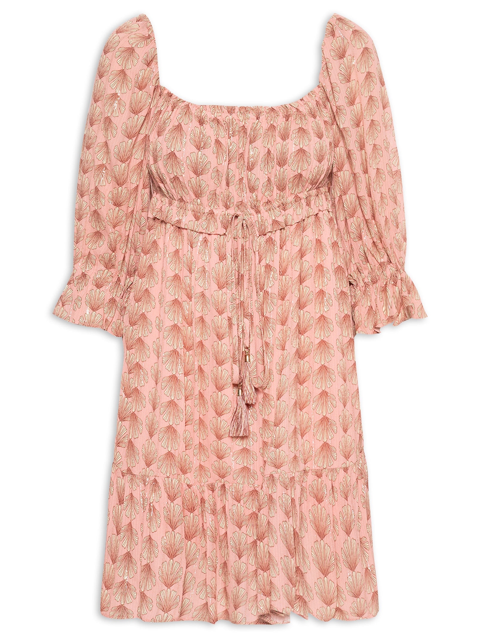 Vestido Lurex Estampa Maresia Rosa Dress To