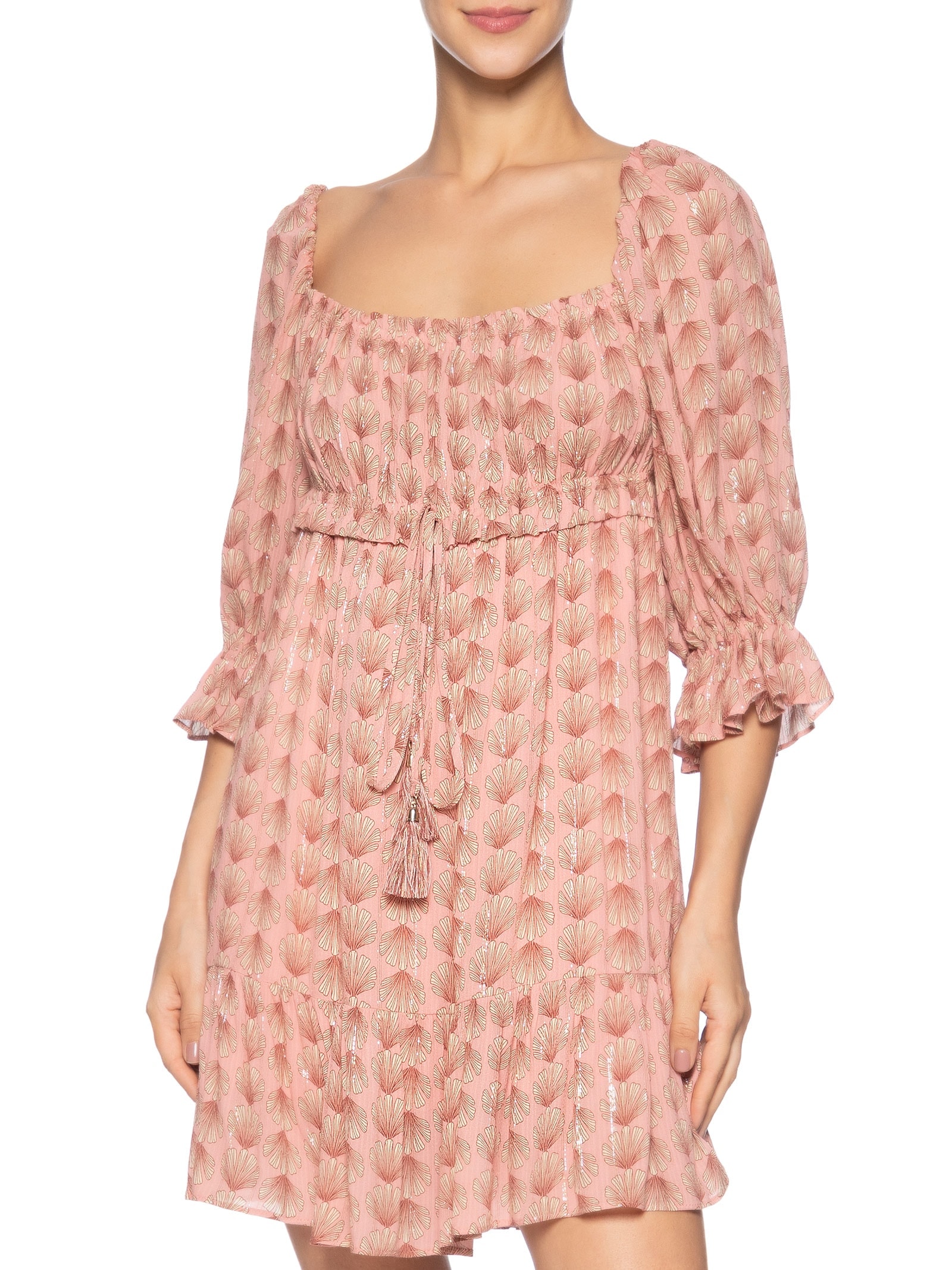 Vestido Lurex Estampa Maresia Rosa Dress To