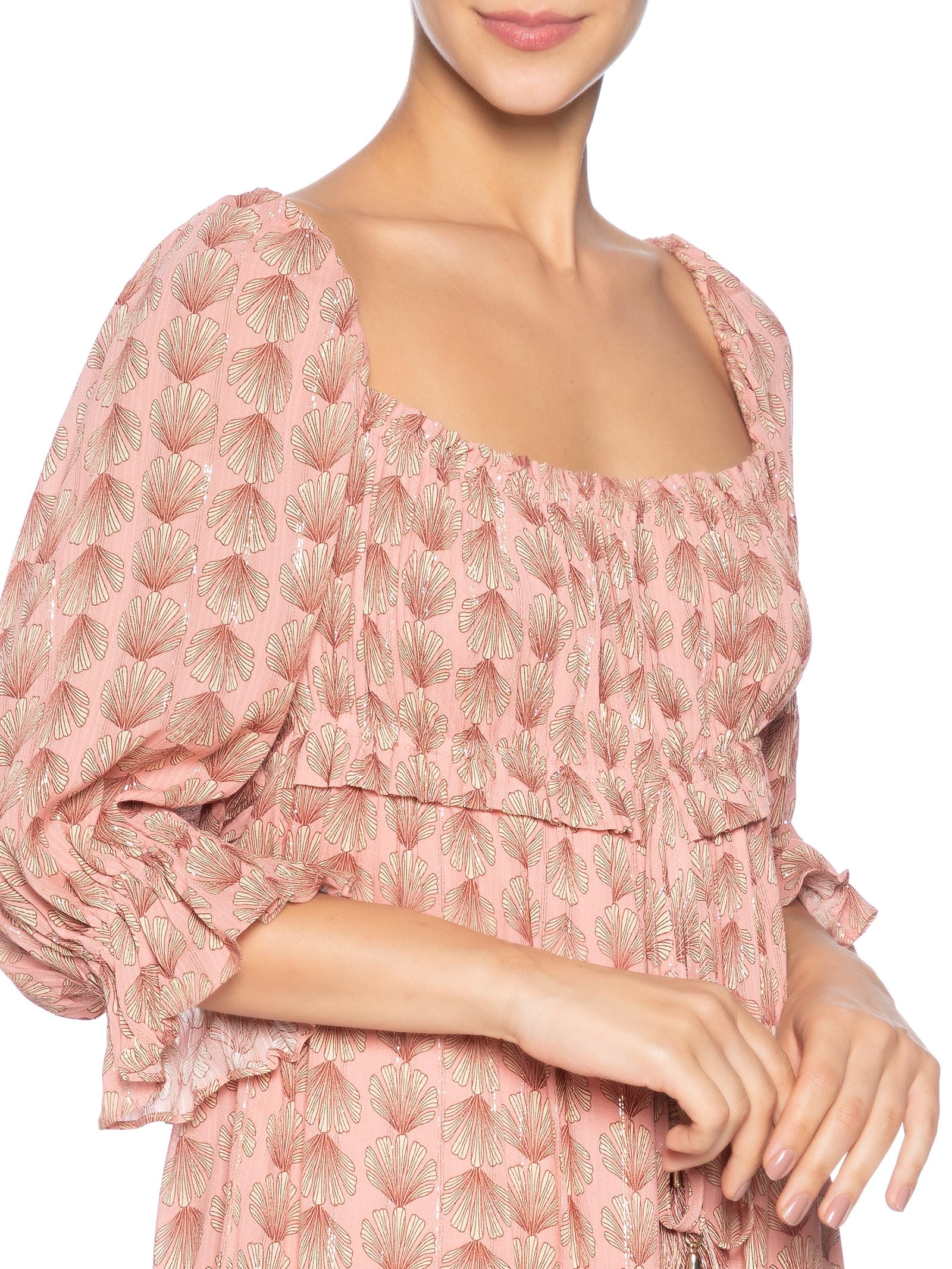 Vestido Lurex Estampa Maresia Rosa Dress To