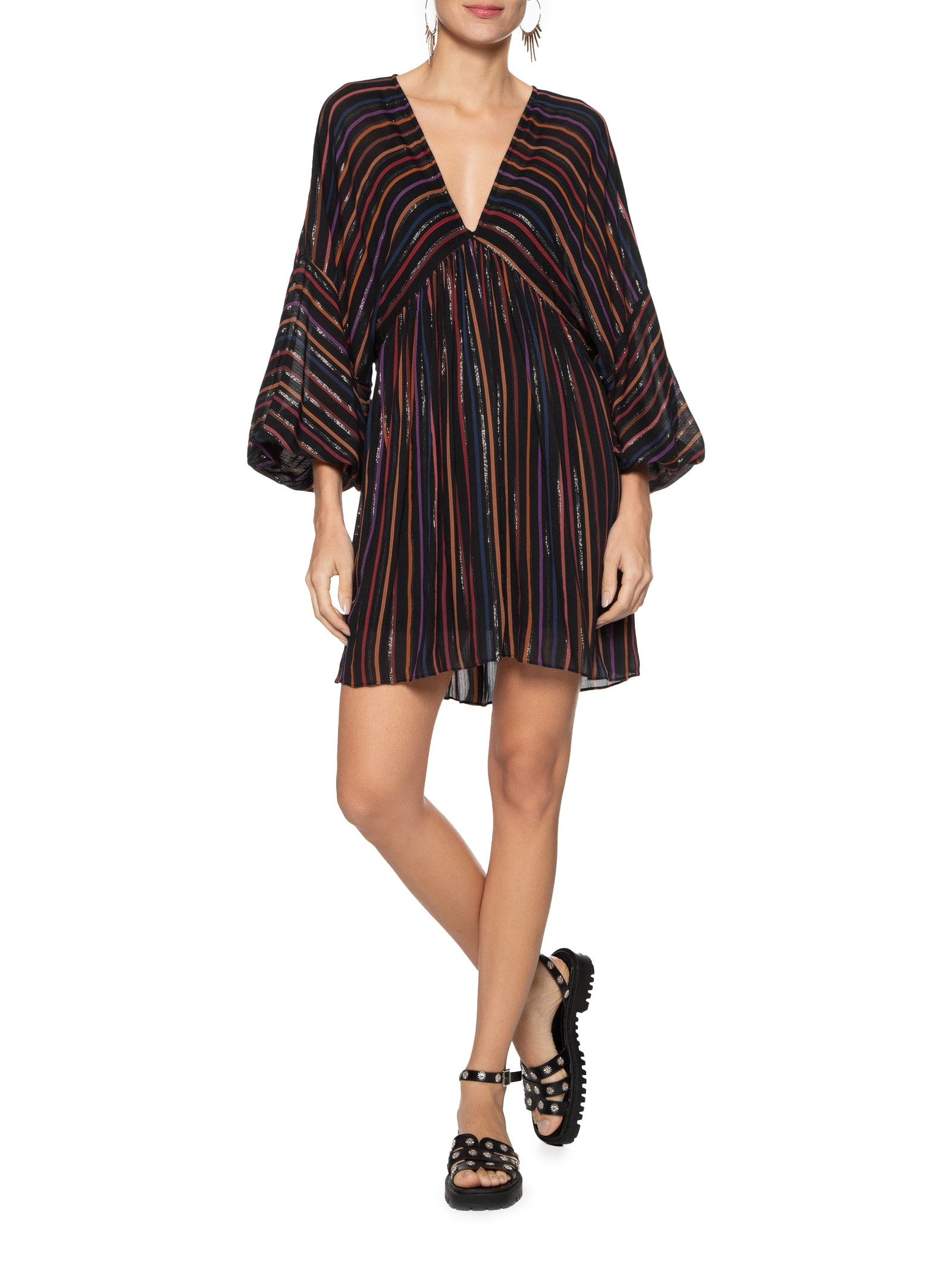 Vestido Lurex Estampa Universo - Dress To - Preto