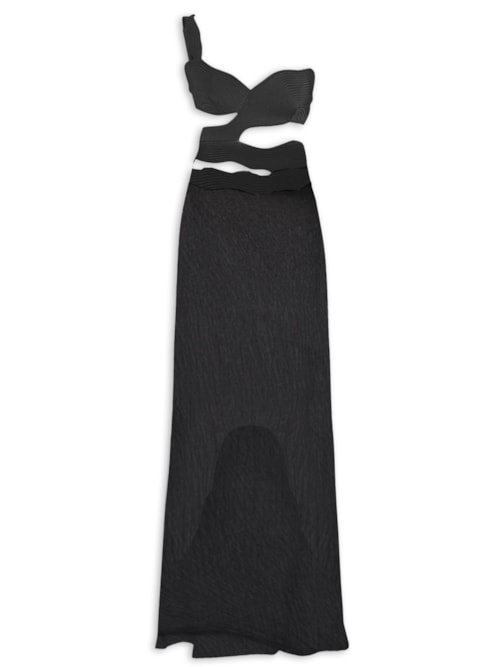 vestido maat com seda preto