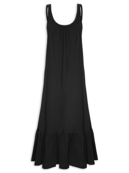 Vestido Malha Alça Dupla – Preto