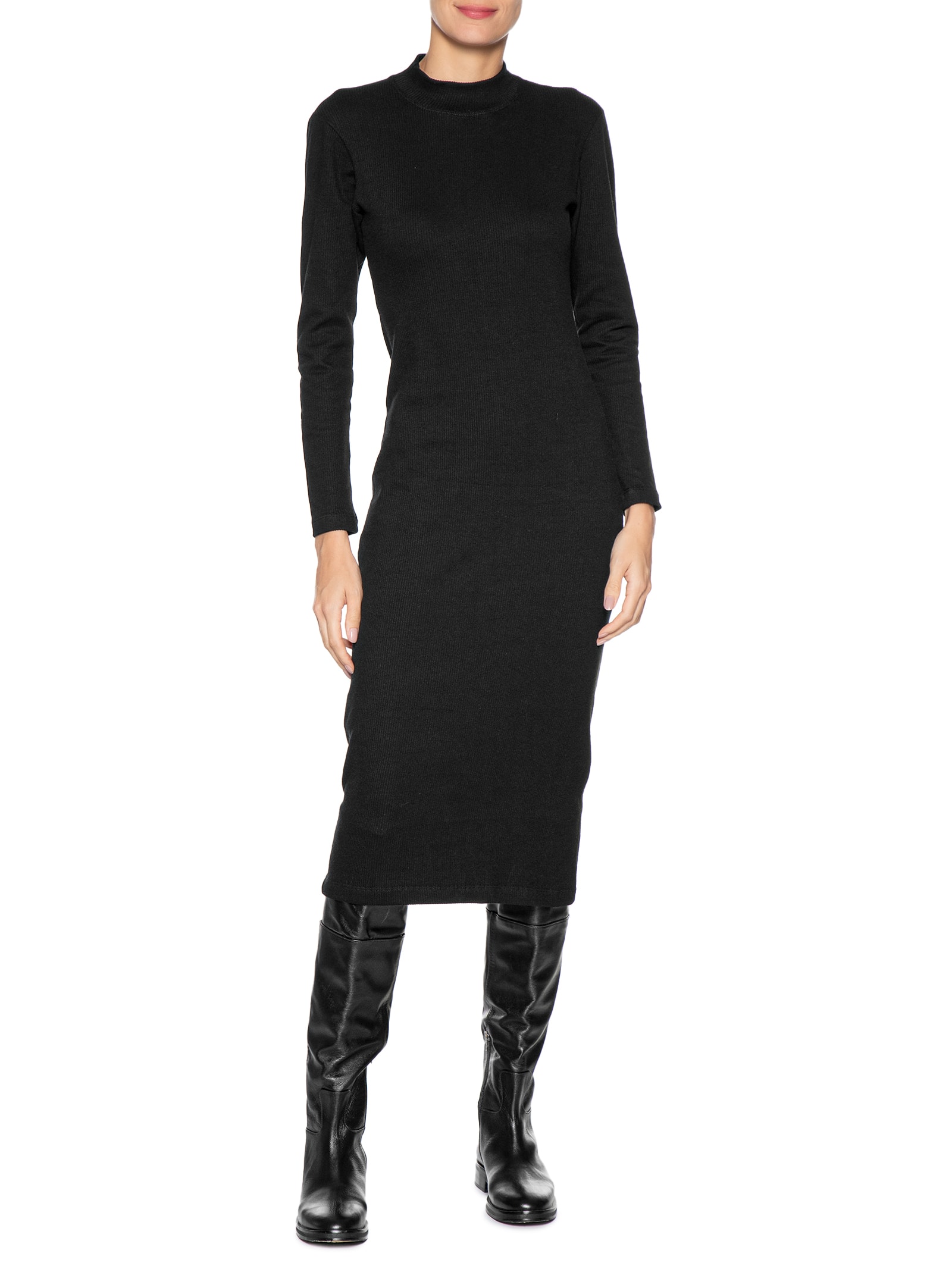 Vestido Malha Canelada Preto Animale Jeans