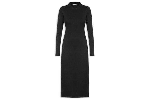 Vestido Malha Canelada - Preto