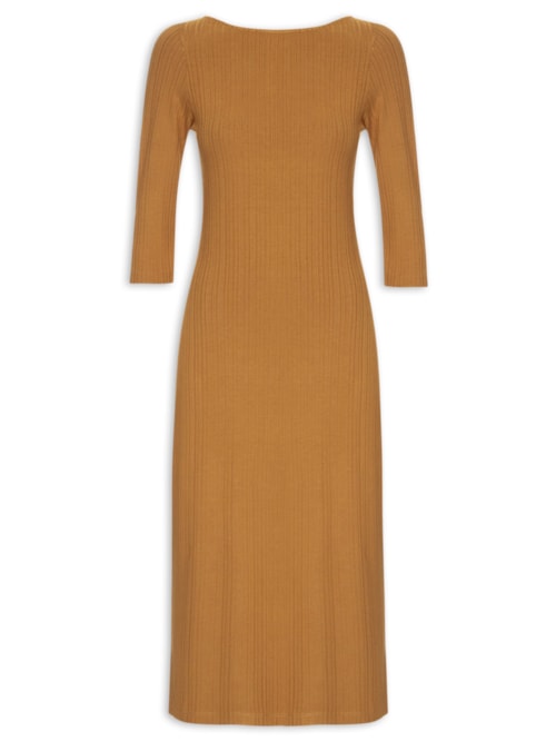 Vestido Malha Canelada Stripe – Marrom