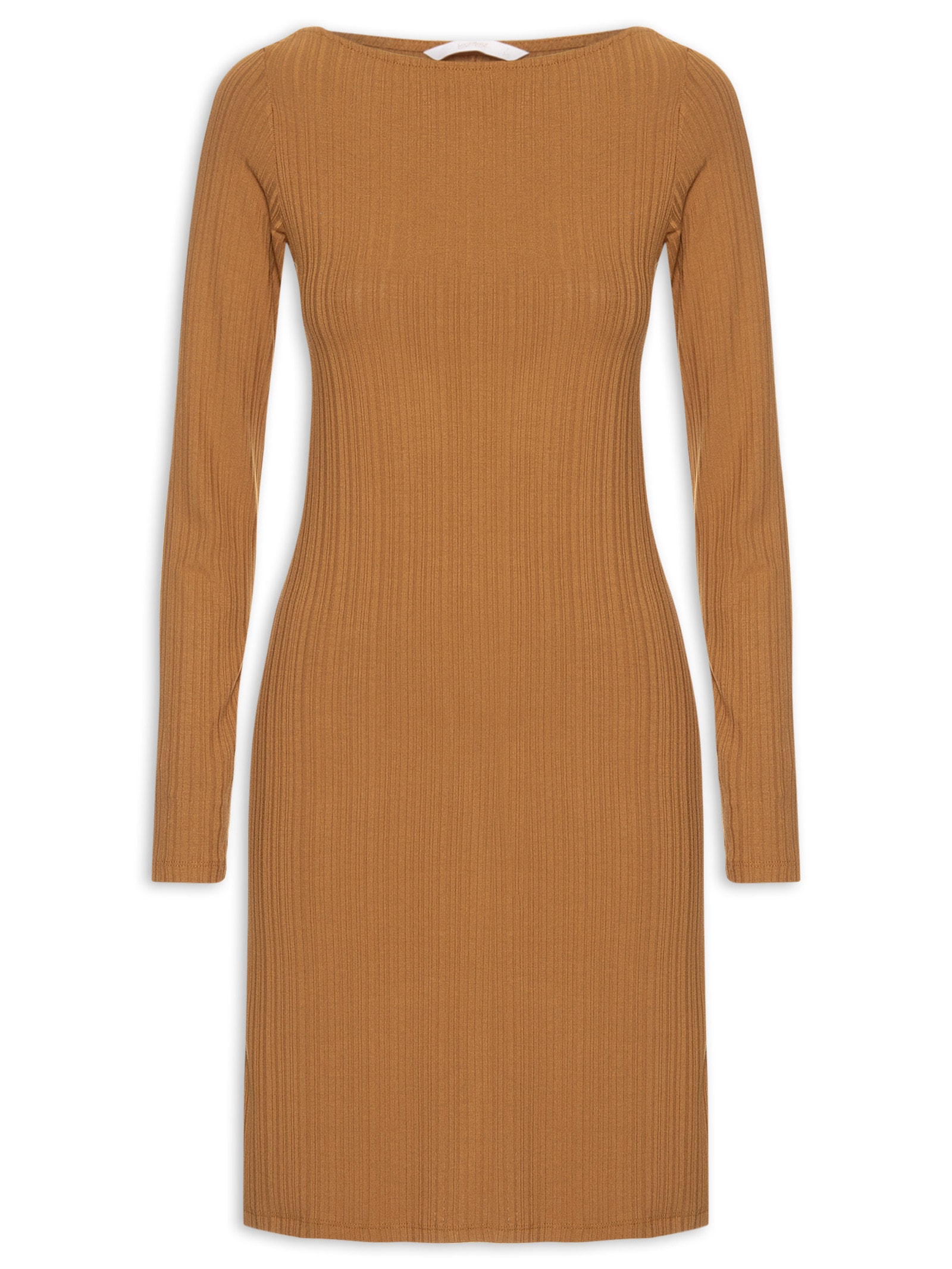 Vestido Malha Canelada Stripe Marrom  Lez A Lez