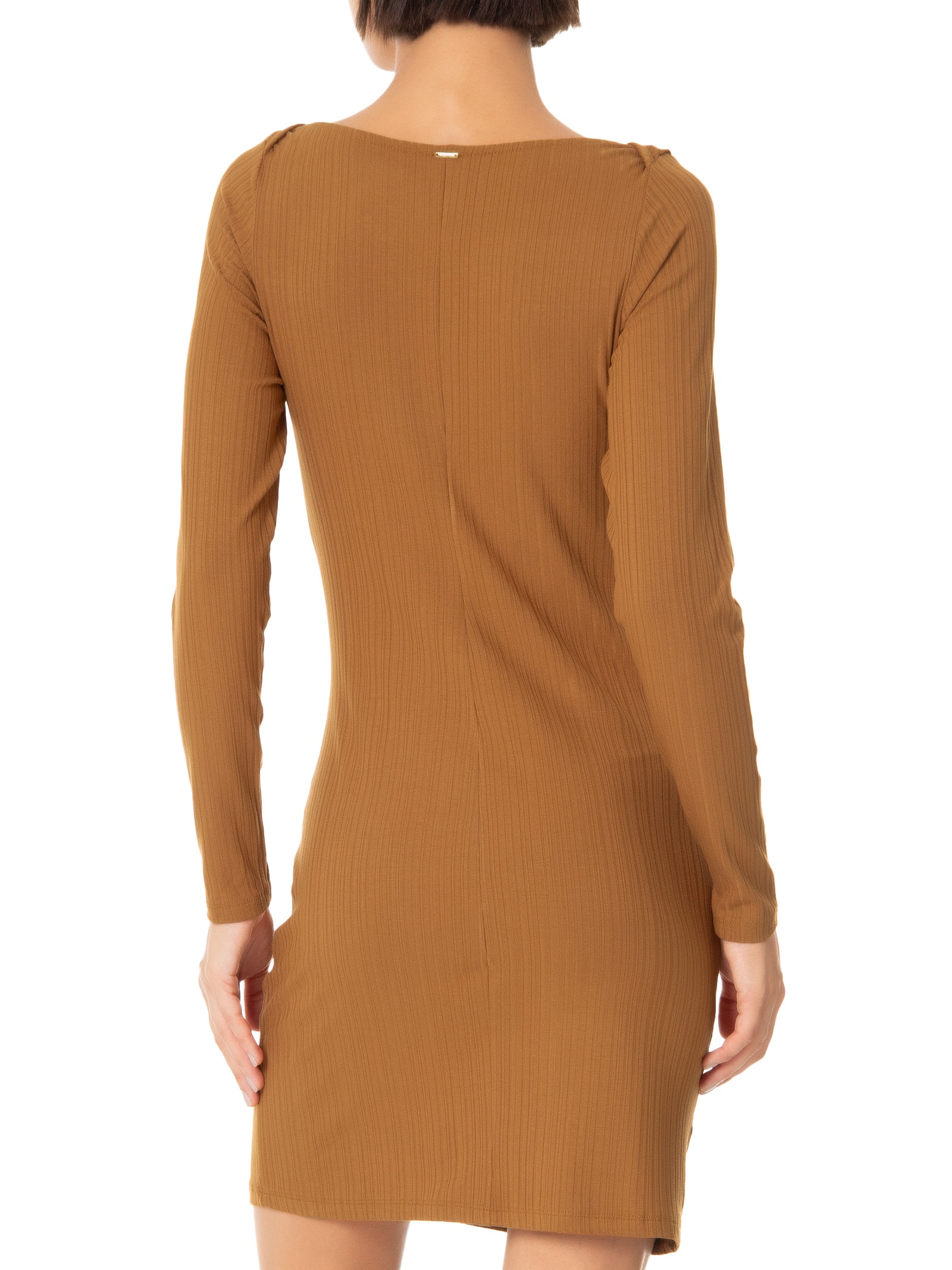 Vestido Malha Canelada Stripe Marrom  Lez A Lez