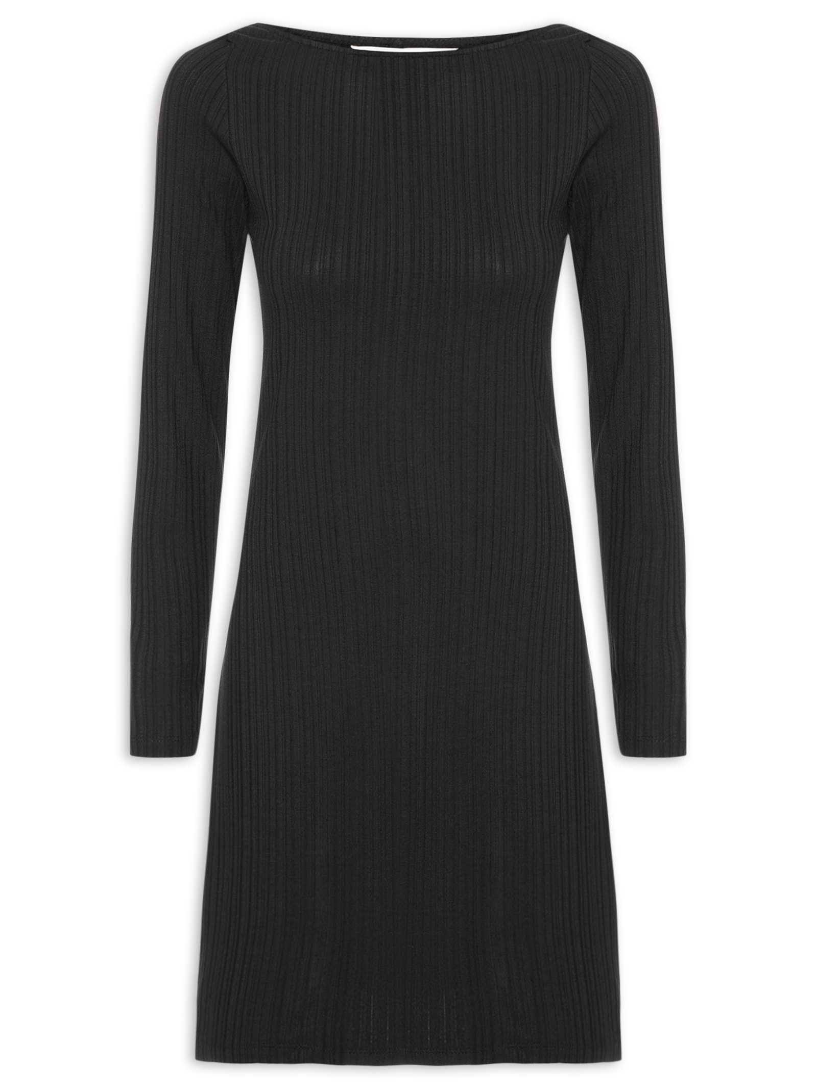 Vestido Malha Canelada Stripe Preto Lez A Lez