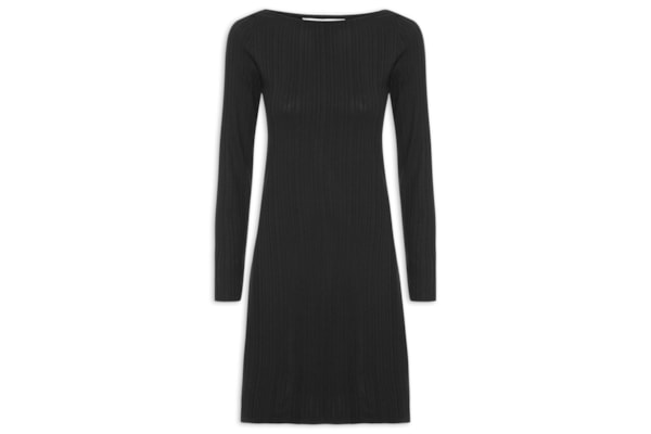 Vestido Malha Canelada Stripe - Preto