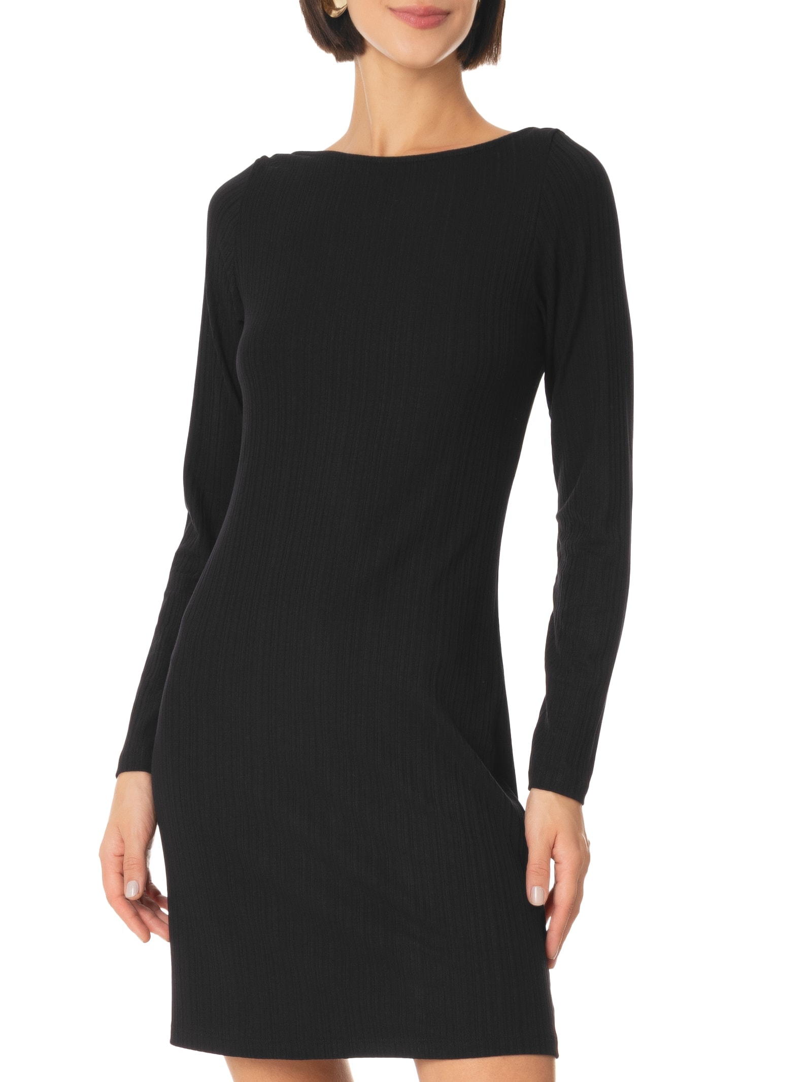 Vestido Malha Canelada Stripe Preto Lez A Lez