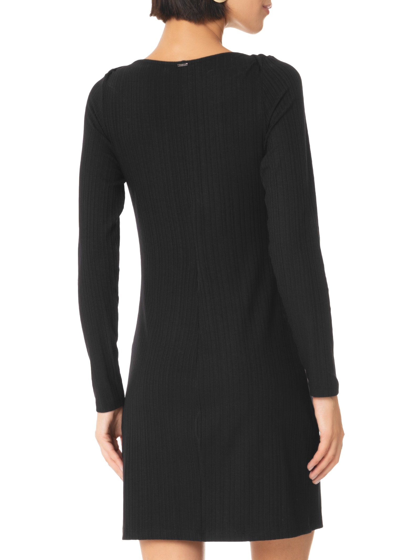 Vestido Malha Canelada Stripe Preto Lez A Lez