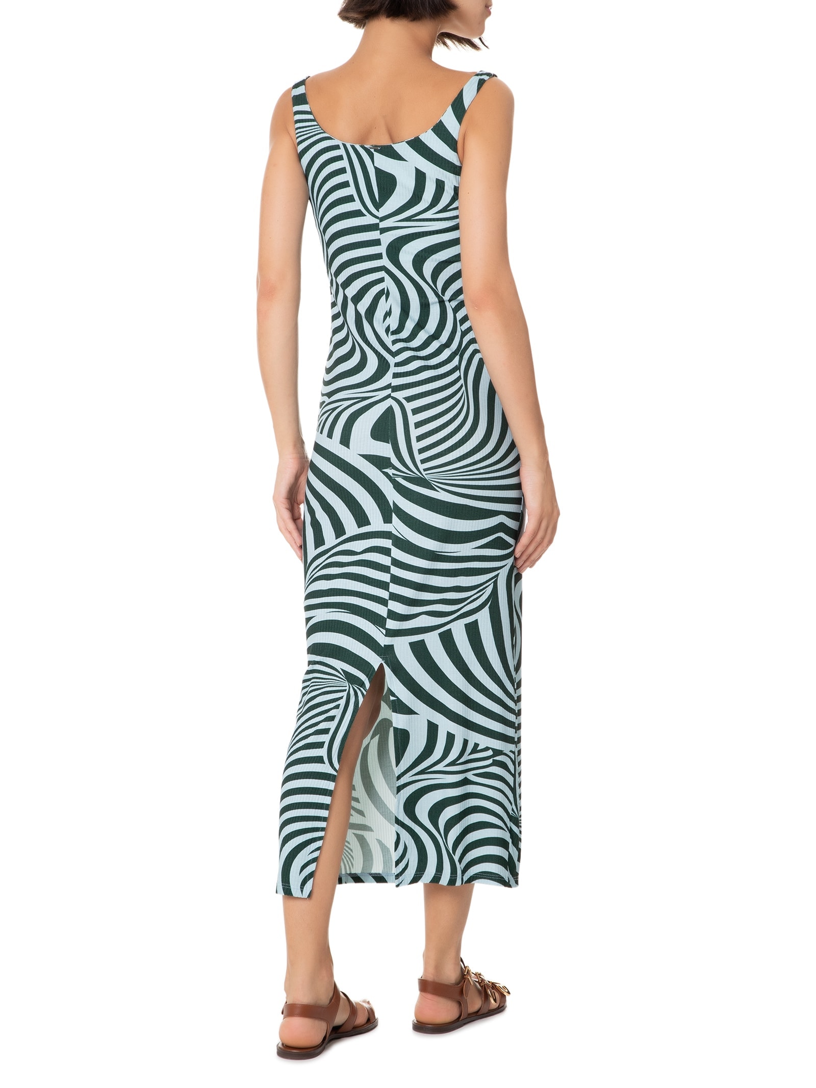 Vestido Malha Canelado Servilha Azul Lez A Lez