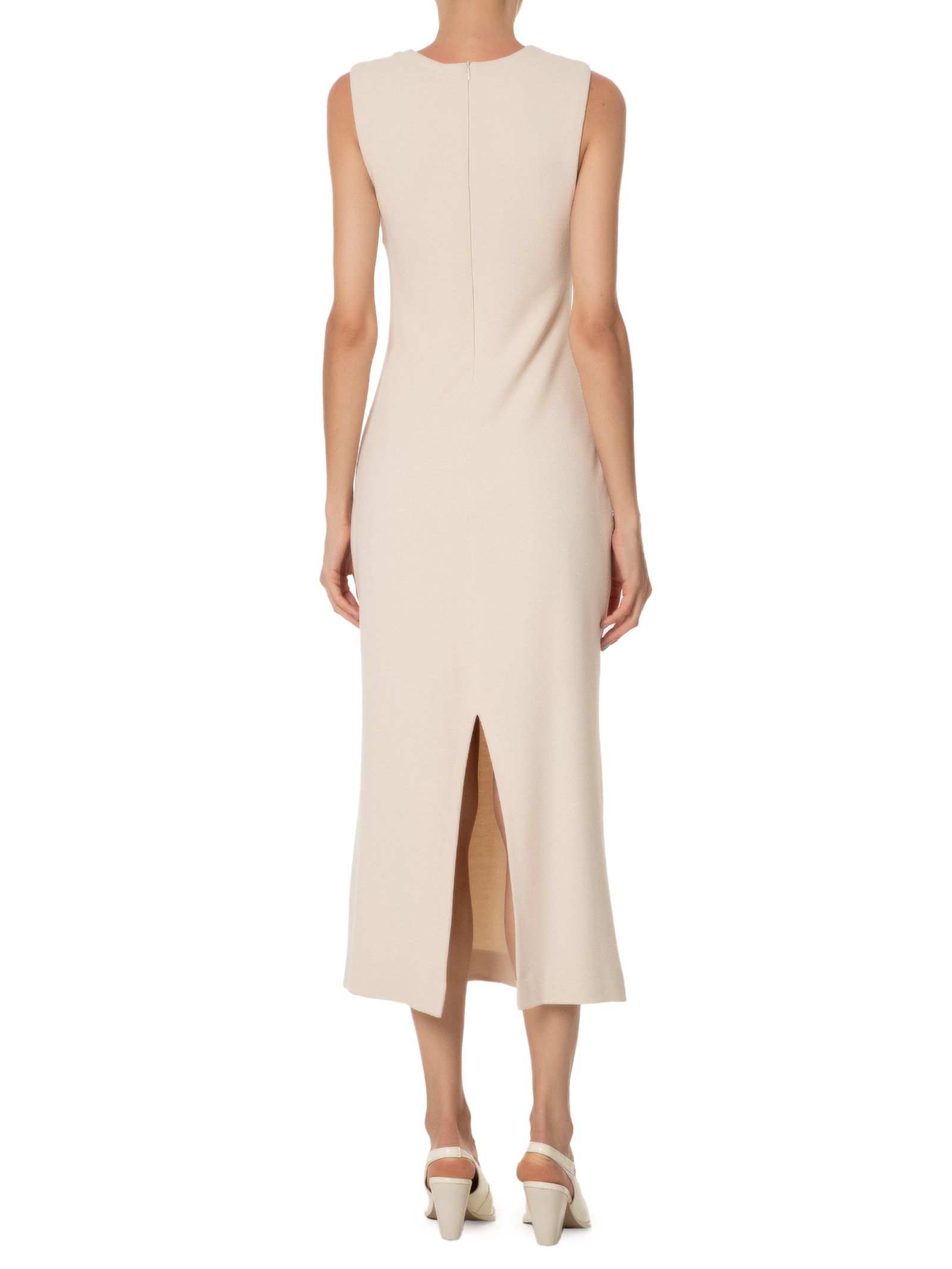 Vestido Malha Decote U Bege Animale