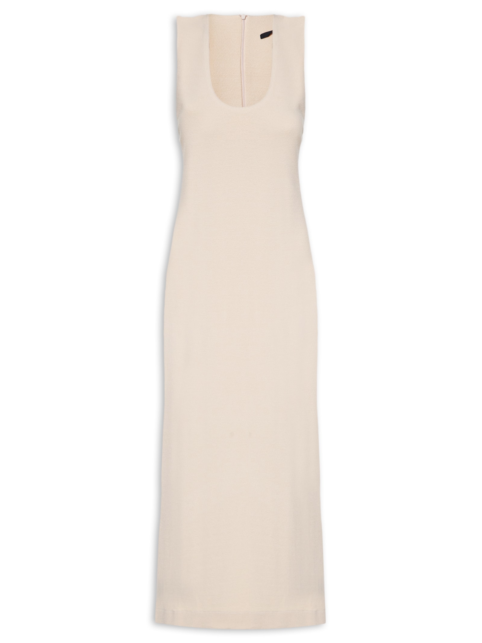 Vestido Malha Decote U Bege Animale