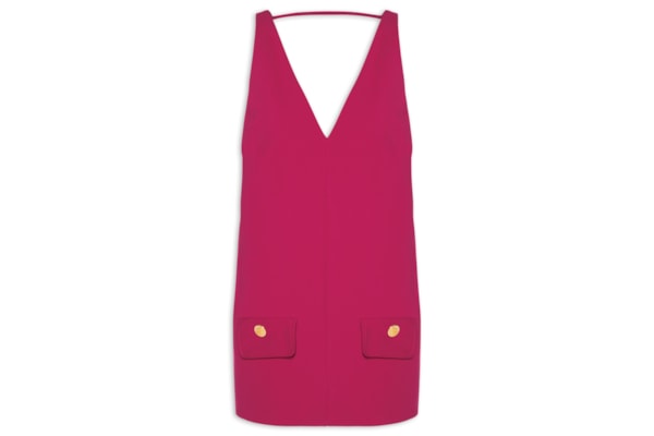 Vestido Malha Decote V - Rosa