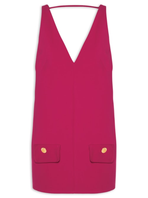Vestido Malha Decote V – Rosa