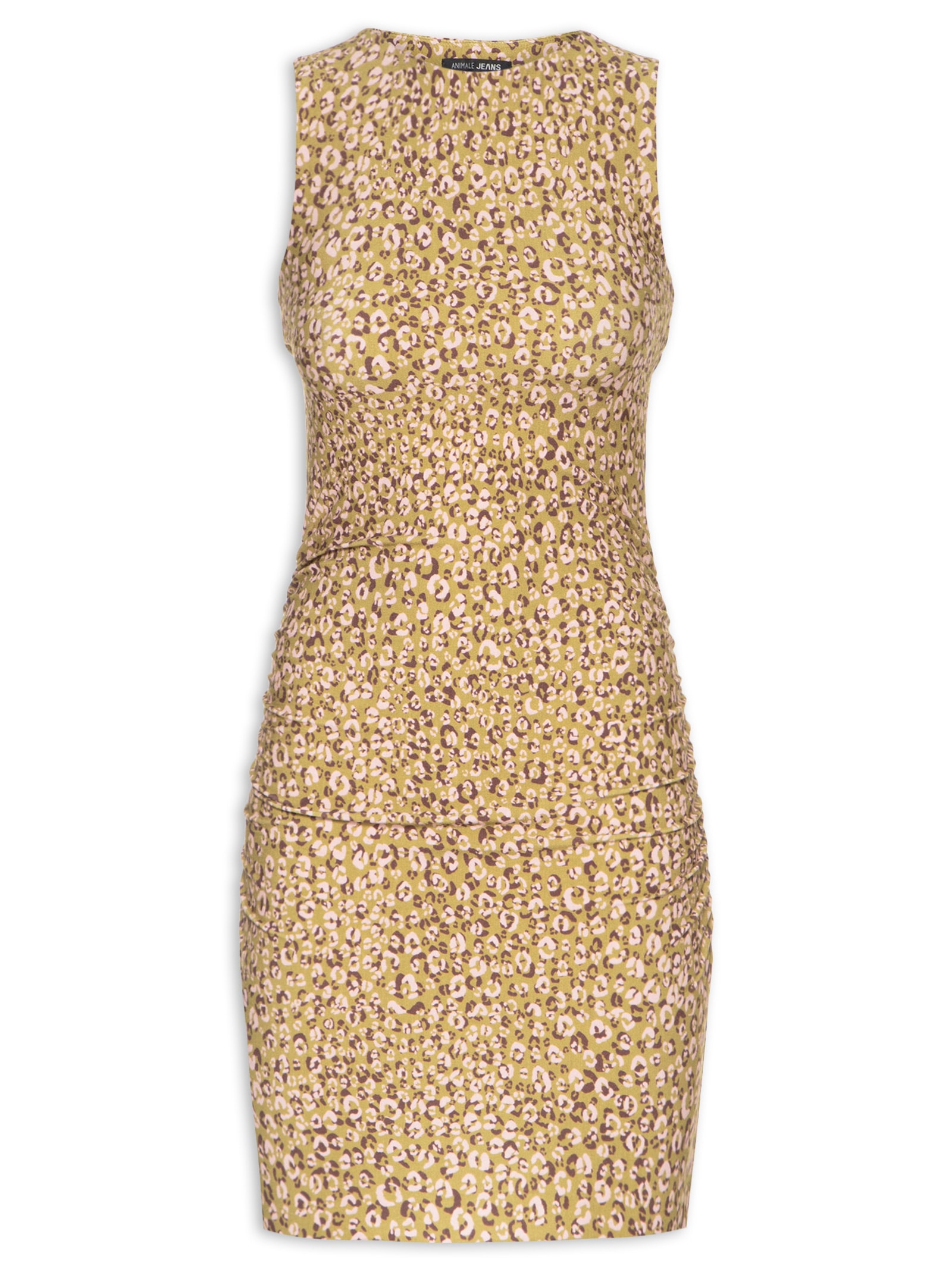  Vestido Malha Estampa Onça Duo Oasis E Mink Verde Animale Jeans